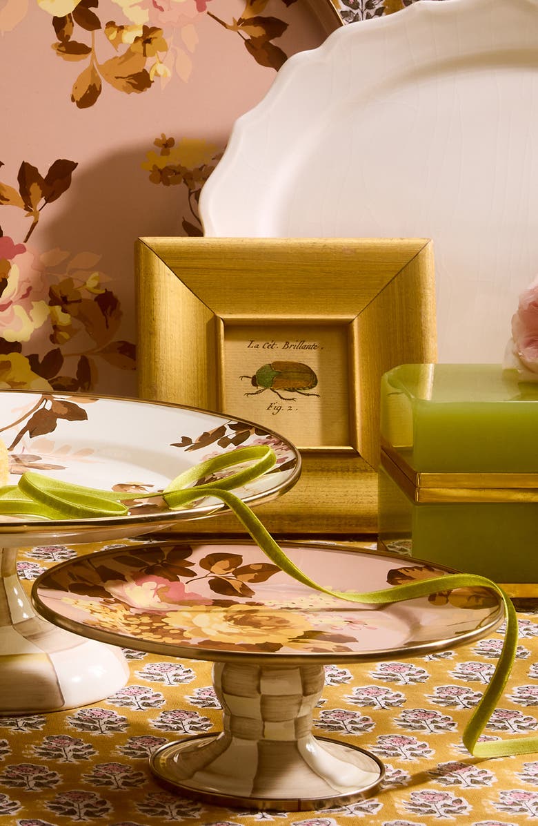 MACKENZIE CHILDS Wild Rose Mauve Mini Pedestal Platter, Alternate, color, Mauve