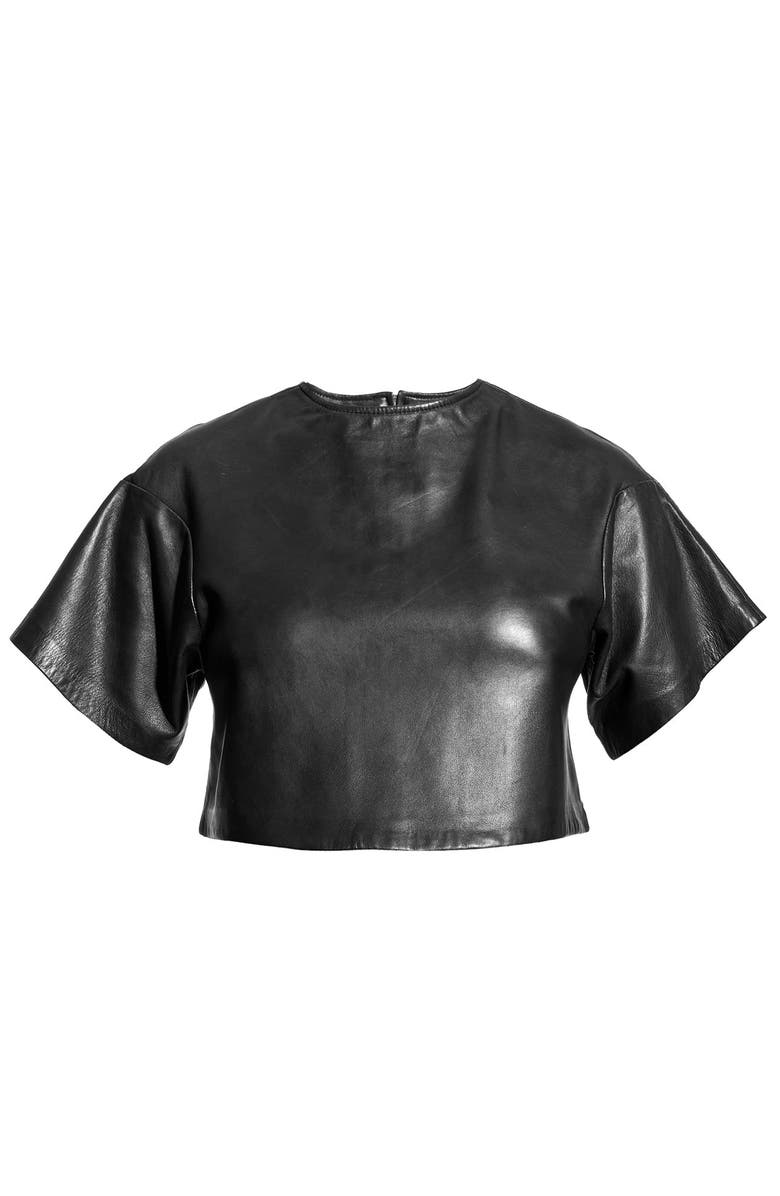 AS by DF Beck Upcycled Leather Tee, Alternate, color, Black