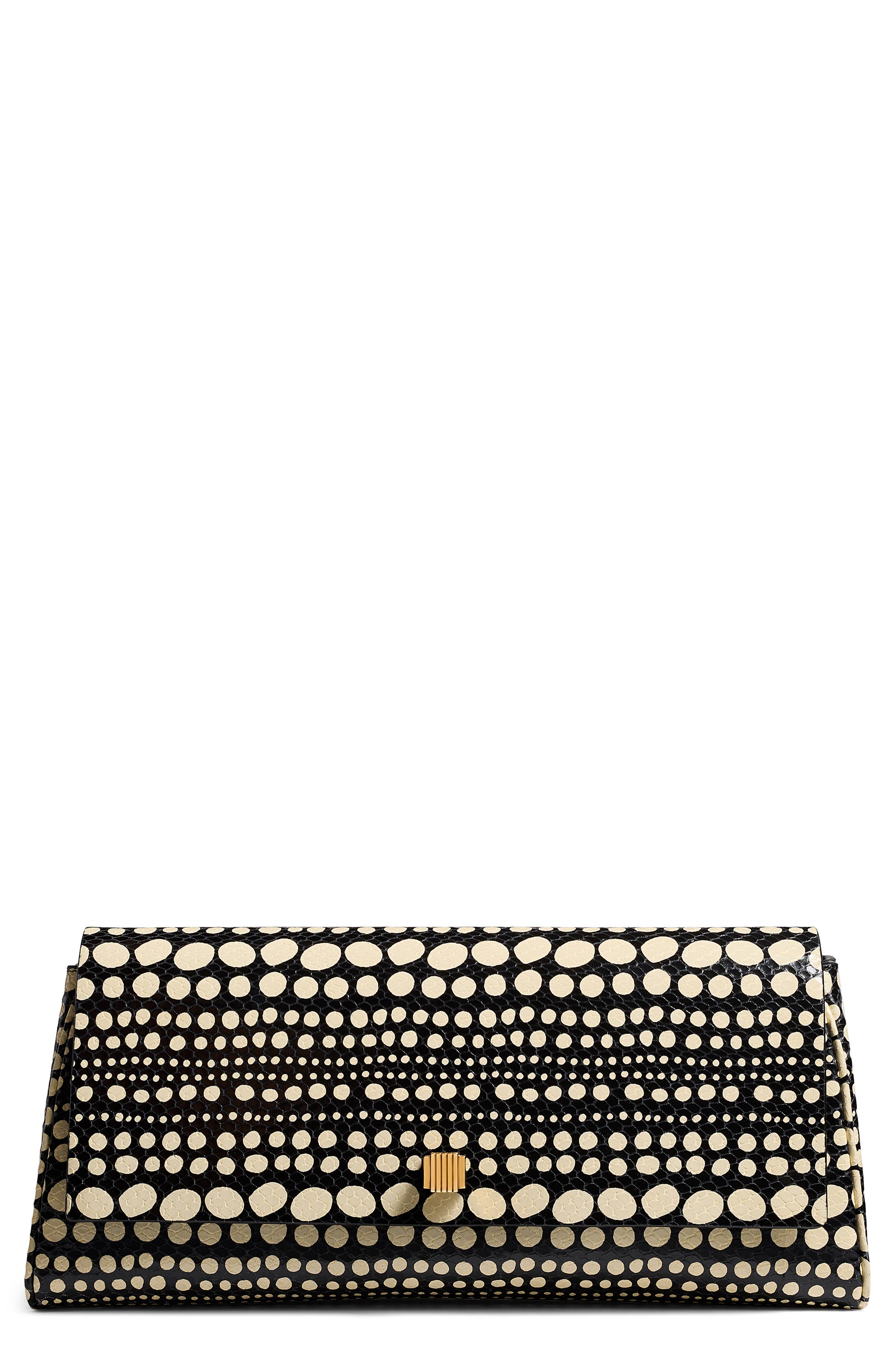 Khaite Audrey Polka Dot Snakeskin Embossed Leather Clutch, Main, color, 