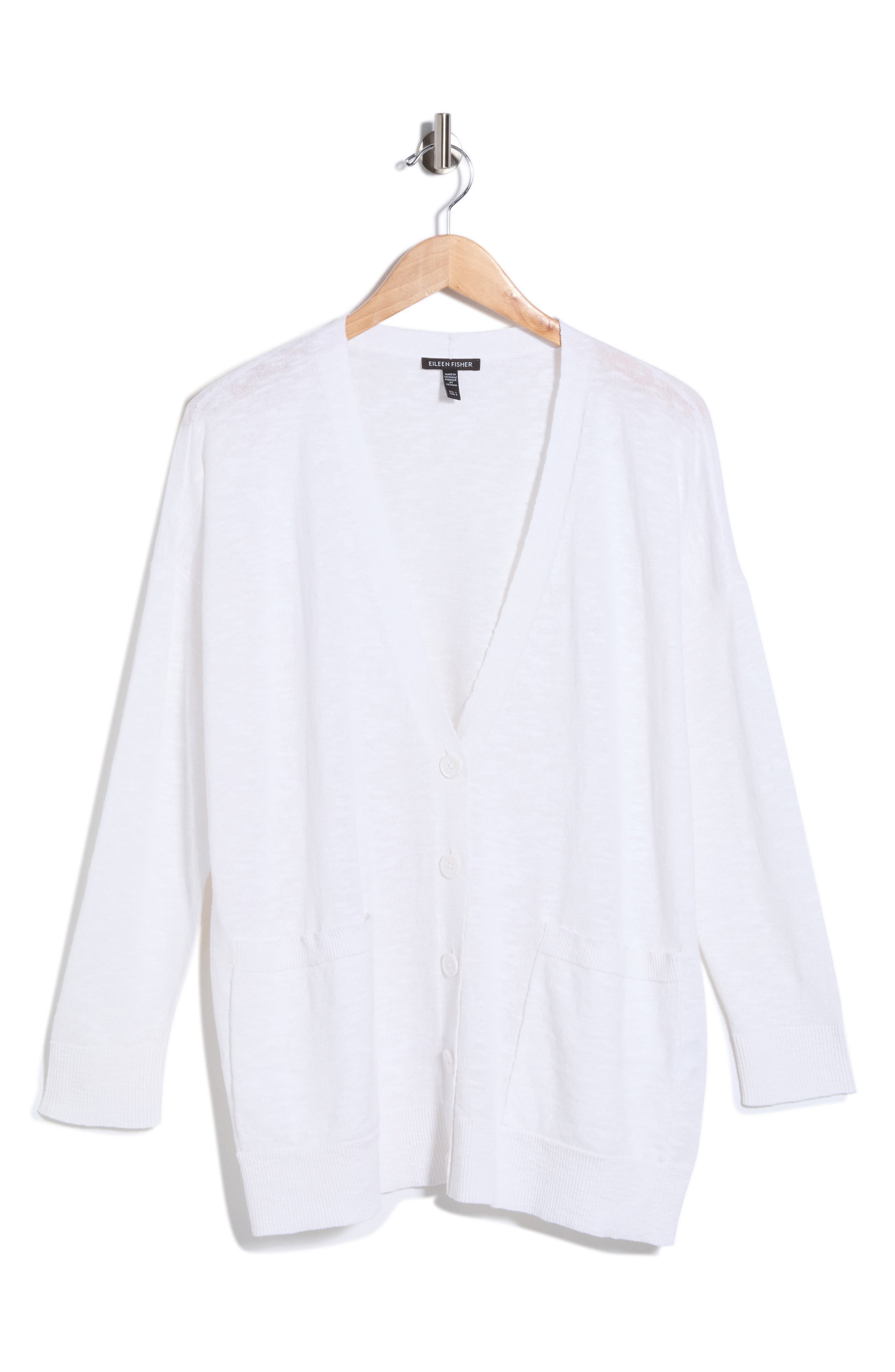 Eileen Fisher V-Neck Organic Linen & Organic Cotton Cardigan