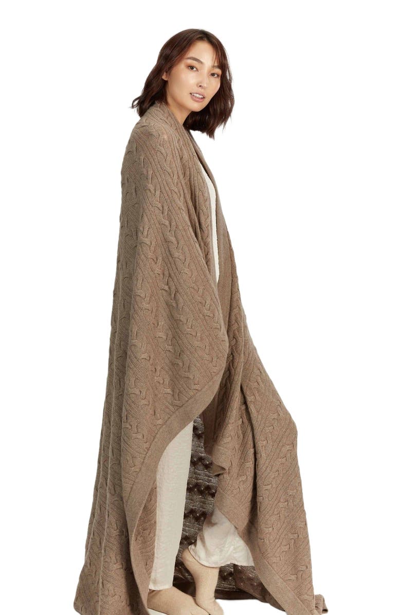 GOBI Mongolian Cashmere Cable Knit Blanket, Alternate, color,