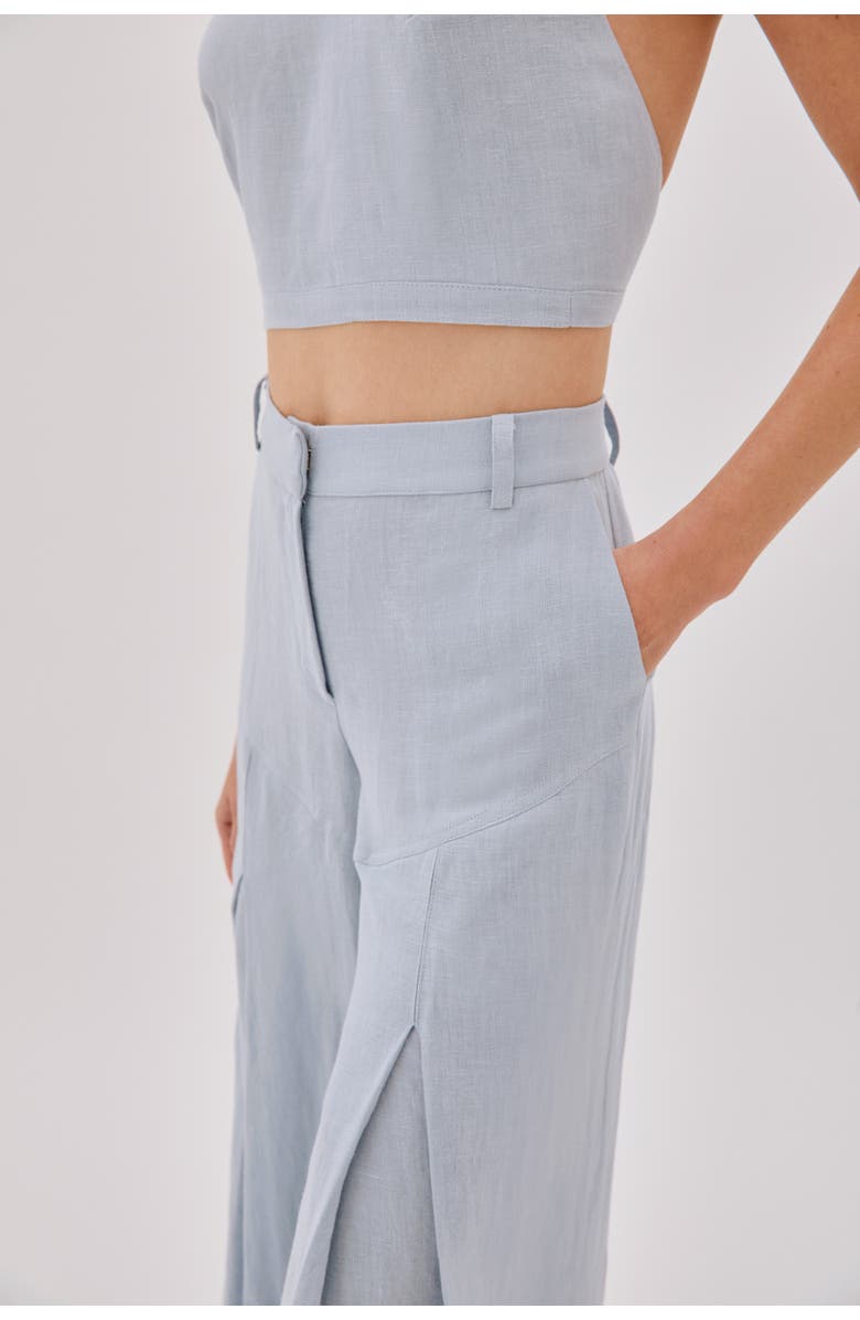 Labeca London Polly Dusty Linen Open Flare Pants, Alternate, color, Blue