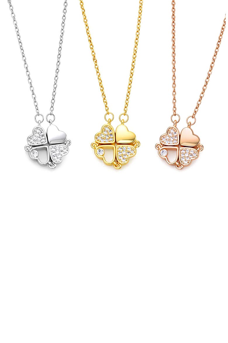Crystal Clover Pendant Necklace, Alternate, color, ROSE GOLD