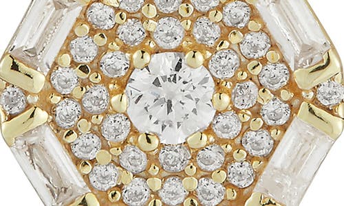 Glaze Jewelry Cubic Zirconia Sterling Silver Hexagon Pendant Necklace In Gold