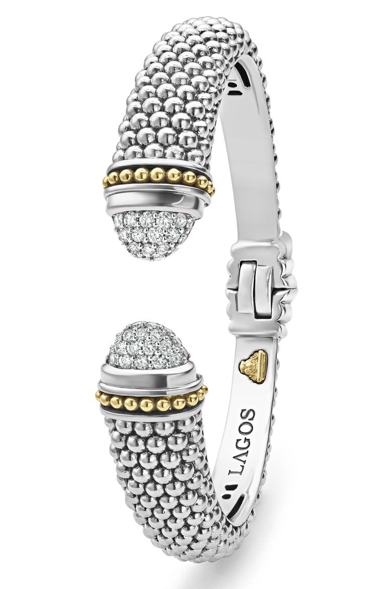 Caviar Diamond Cuff, Alternate, color, SILVER