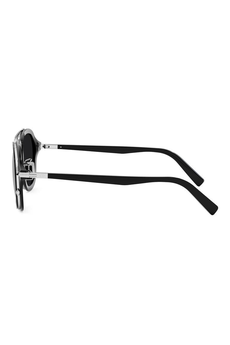 'DiorBlackSuit A4U 53mm Pilot Sunglasses, Alternate, color, SHINY BLACK / SMOKE