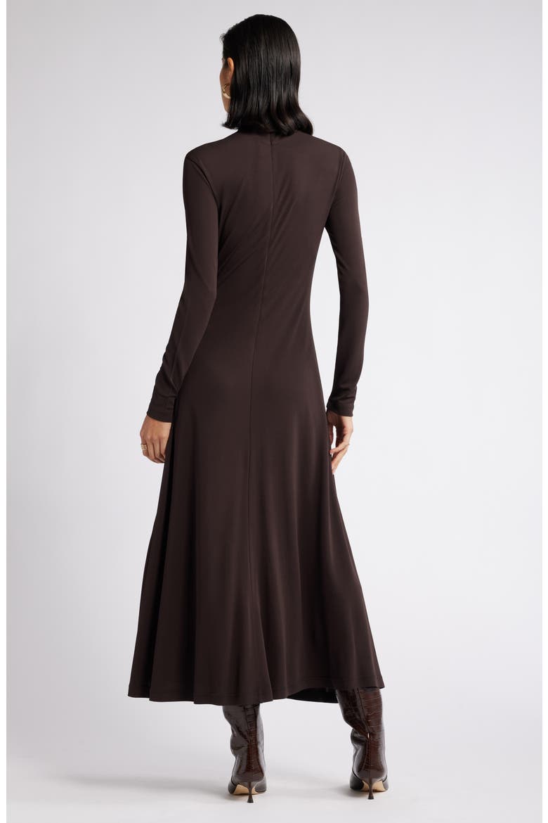 Long Sleeve Matte Jersey Dress, Alternate, color, BROWN GANACHE