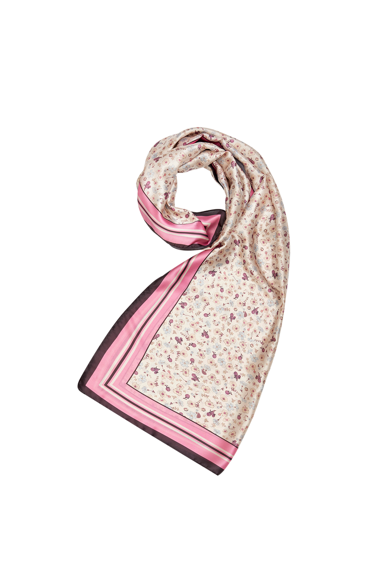 Fable England Deco Blooms Silky Lightweight Cream Scarf, Main, color, Pink