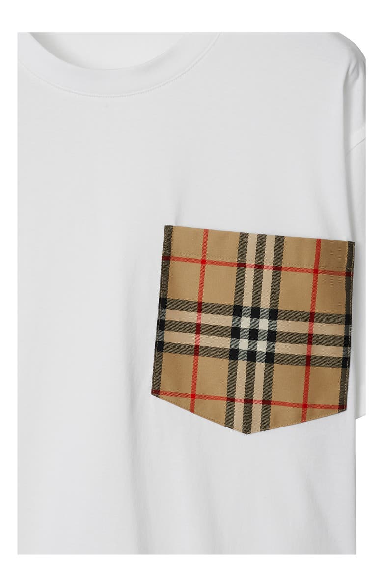 Burberry Check Pocket Cotton T-shirt, Alternate, color, White