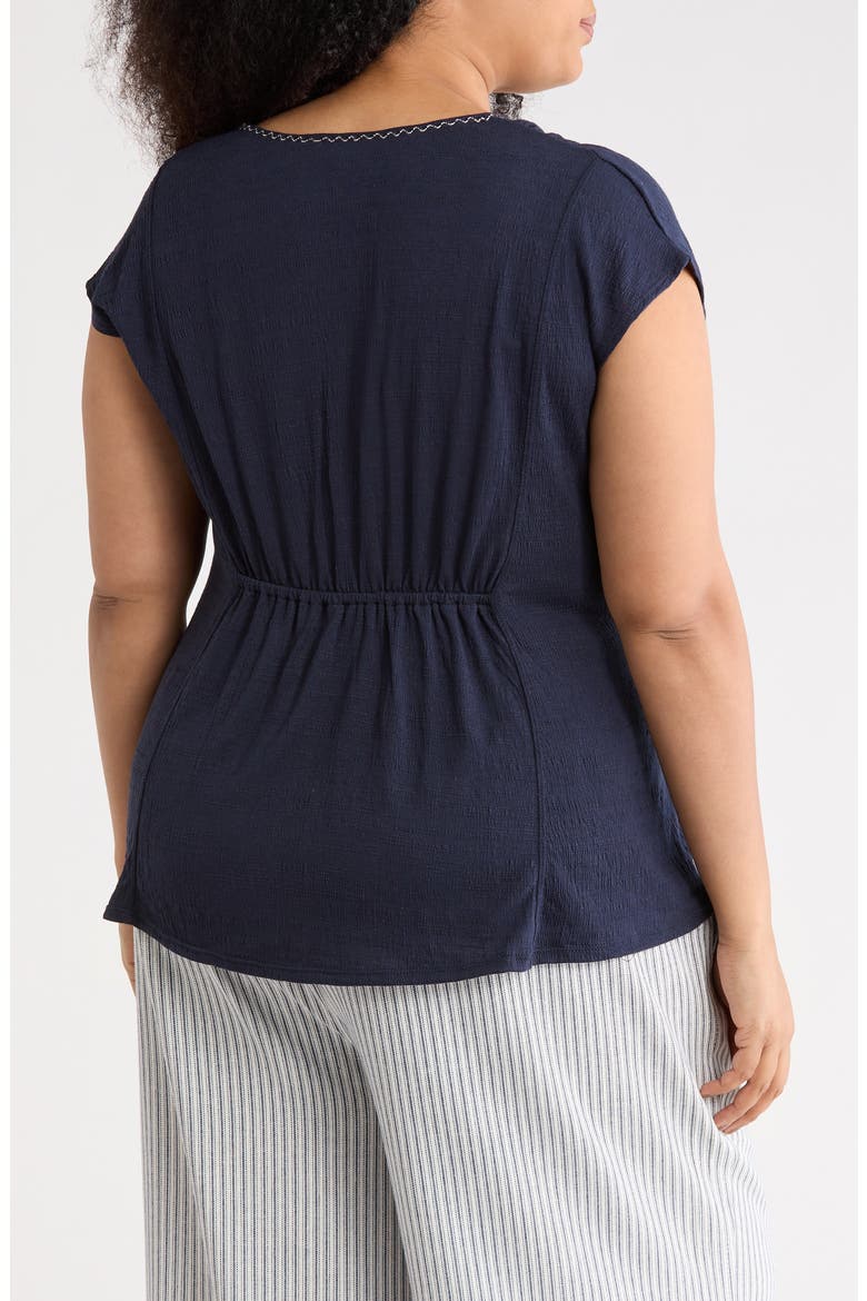 Short Sleeve V-Neck Top, Alternate, color, NAVY-NAVY