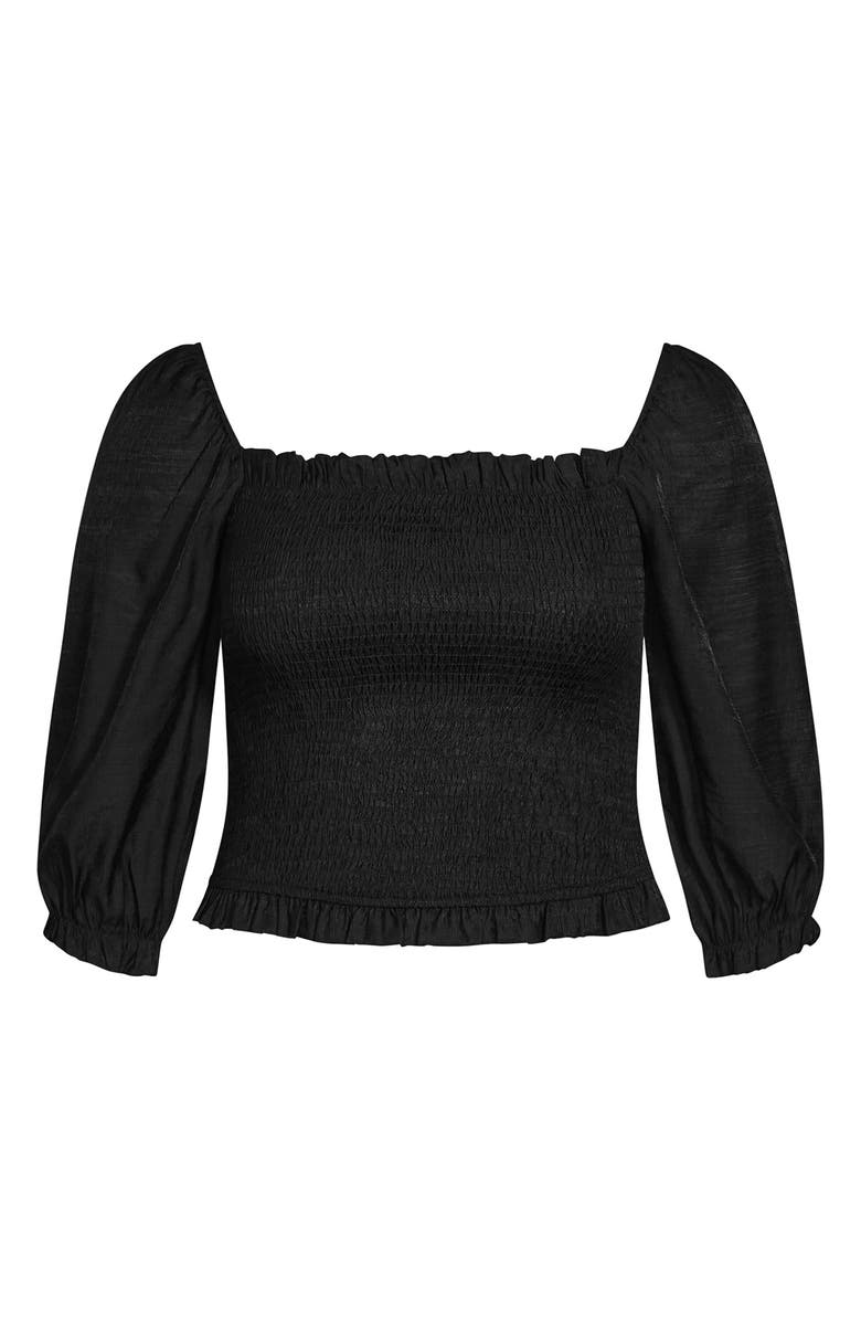 City Chic Fearless Puff Sleeve Smocked Top, Alternate, color,