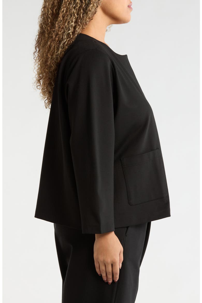 Collarless Zip Jacket, Alternate, color, BLACK