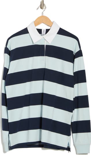 Oversize Rugby Stripe Long SLeeve Polo