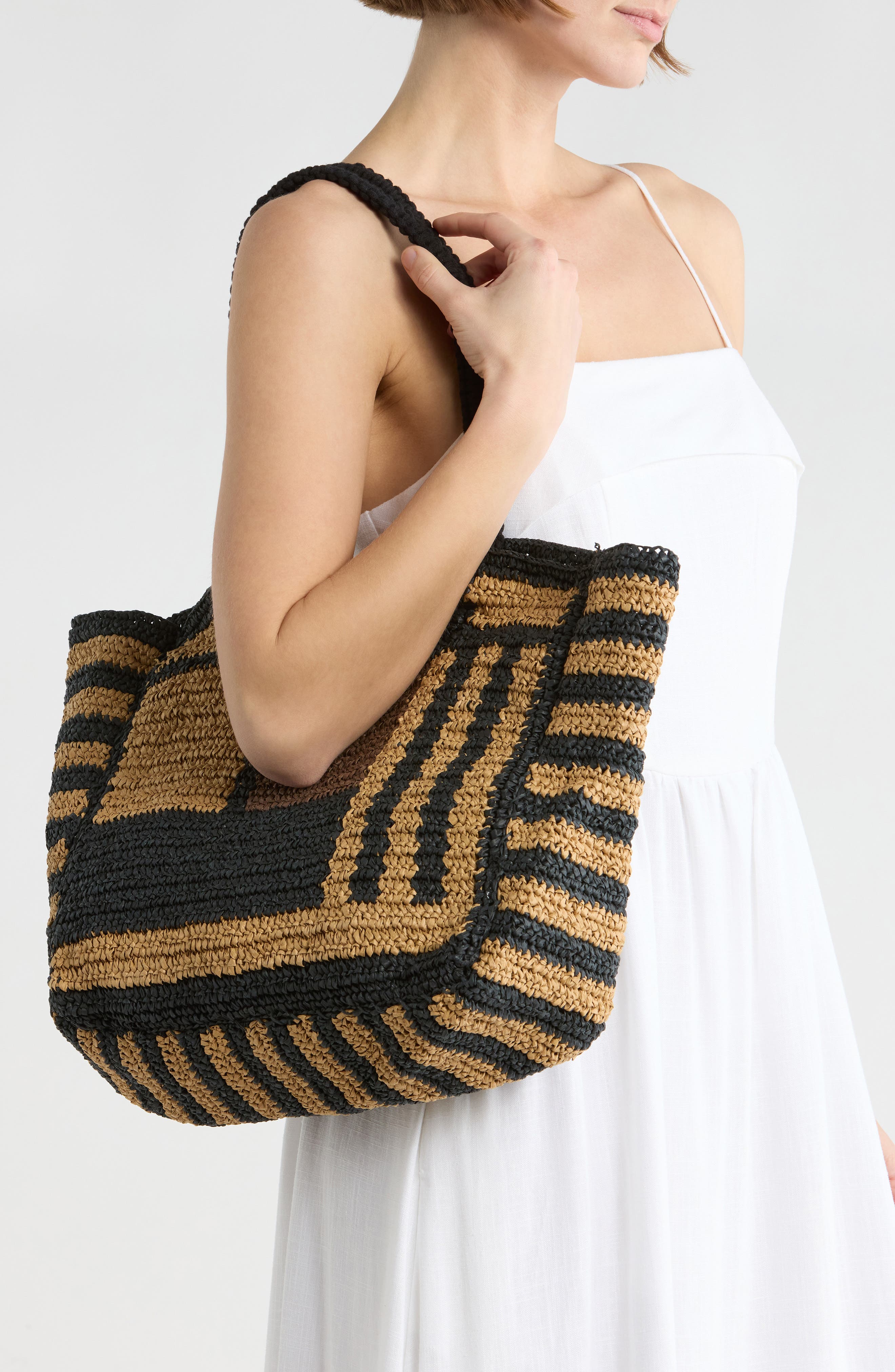 Collection XIIX Stripe Raffia Tote Bag, Alternate, color, Natural Multi