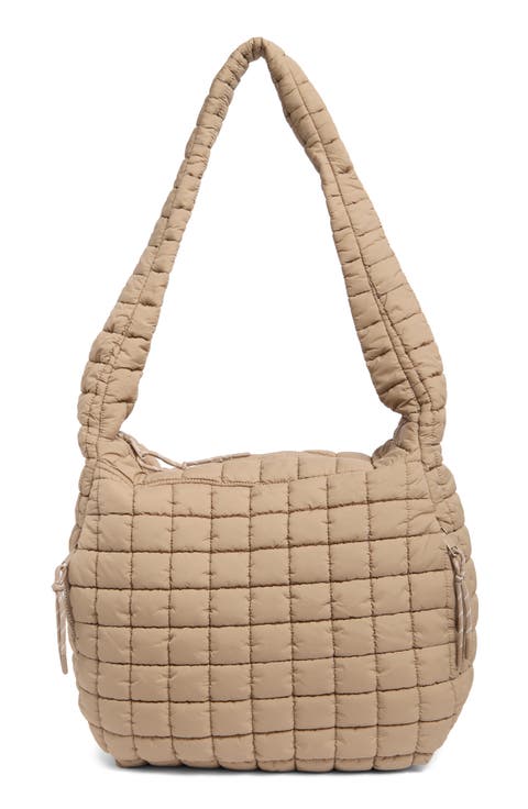 Square Quilt Nylon Hobo Bag