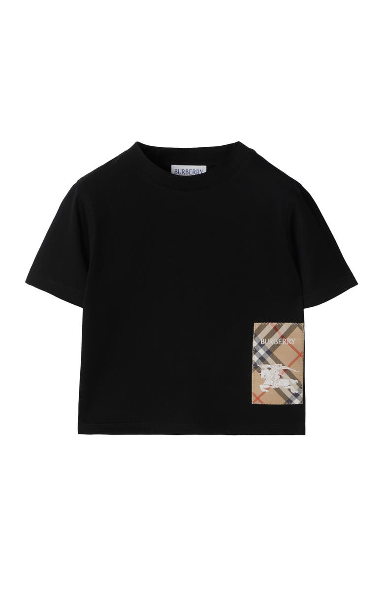 Burberry Check Label Cotton T-shirt, Main, color, Black