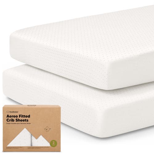 Keababies 2-pack Aereo Fitted Crib Sheets In Soft White