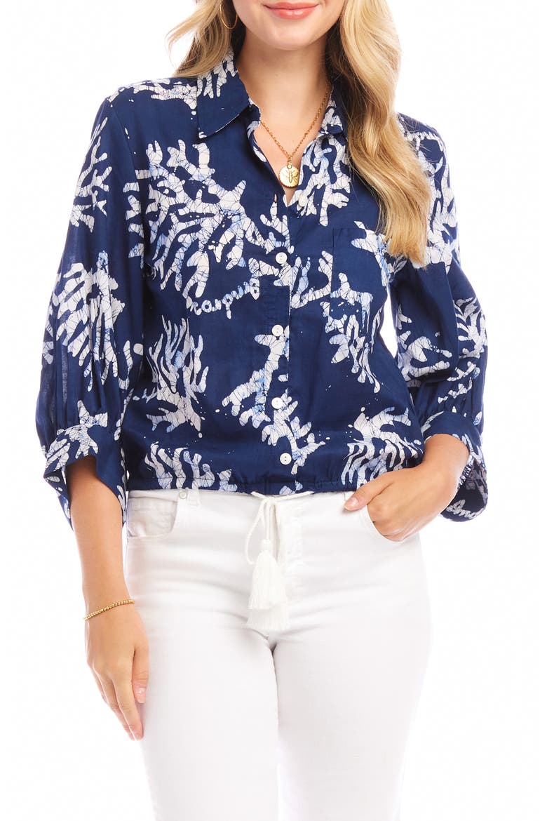 Tassel Tie Waist Shirt, Main, color, NAVY