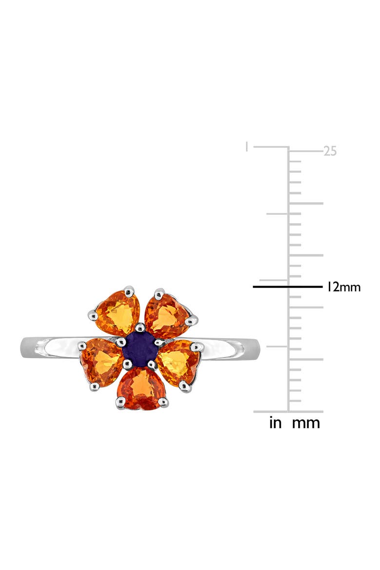 Sterling Silver Orange & Blue Sapphire Flower Ring, Alternate, color, MULTICOLOR