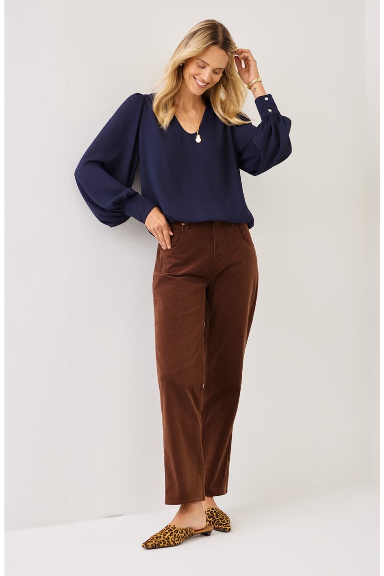 Stretch Corduroy Ankle Pants, Alternate, color, CHOCOLATE