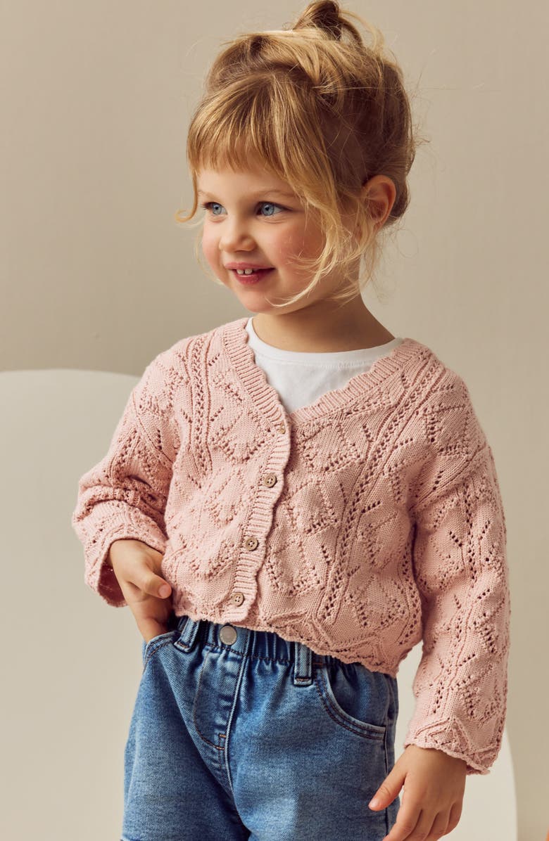 NEXT Kids' Pointelle Cotton Cardigan, Alternate, color, 