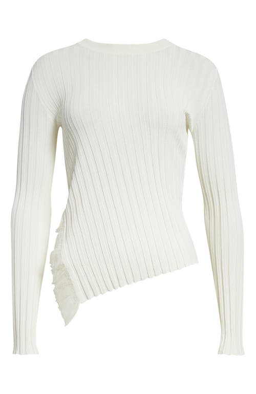 Alexander Mcqueen Mcqueen Asymmetric Ruffle Detail Rib Sweater In Ivory