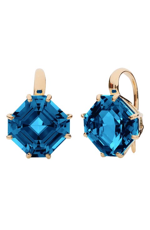 Gossip Asscher-Cut Blue Topaz Drop Earrings