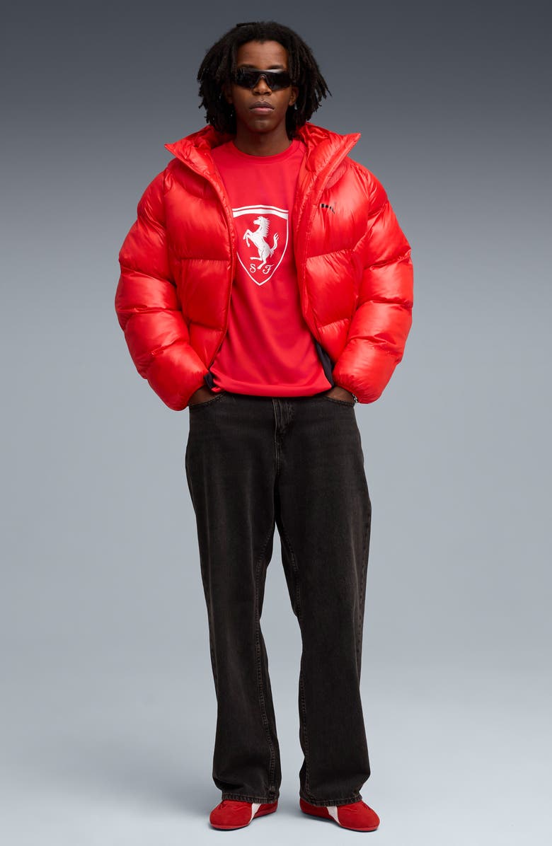 PUMA Ferrari Lifestyle Colorblock T-Shirt, Alternate, color, Rosso Corsa