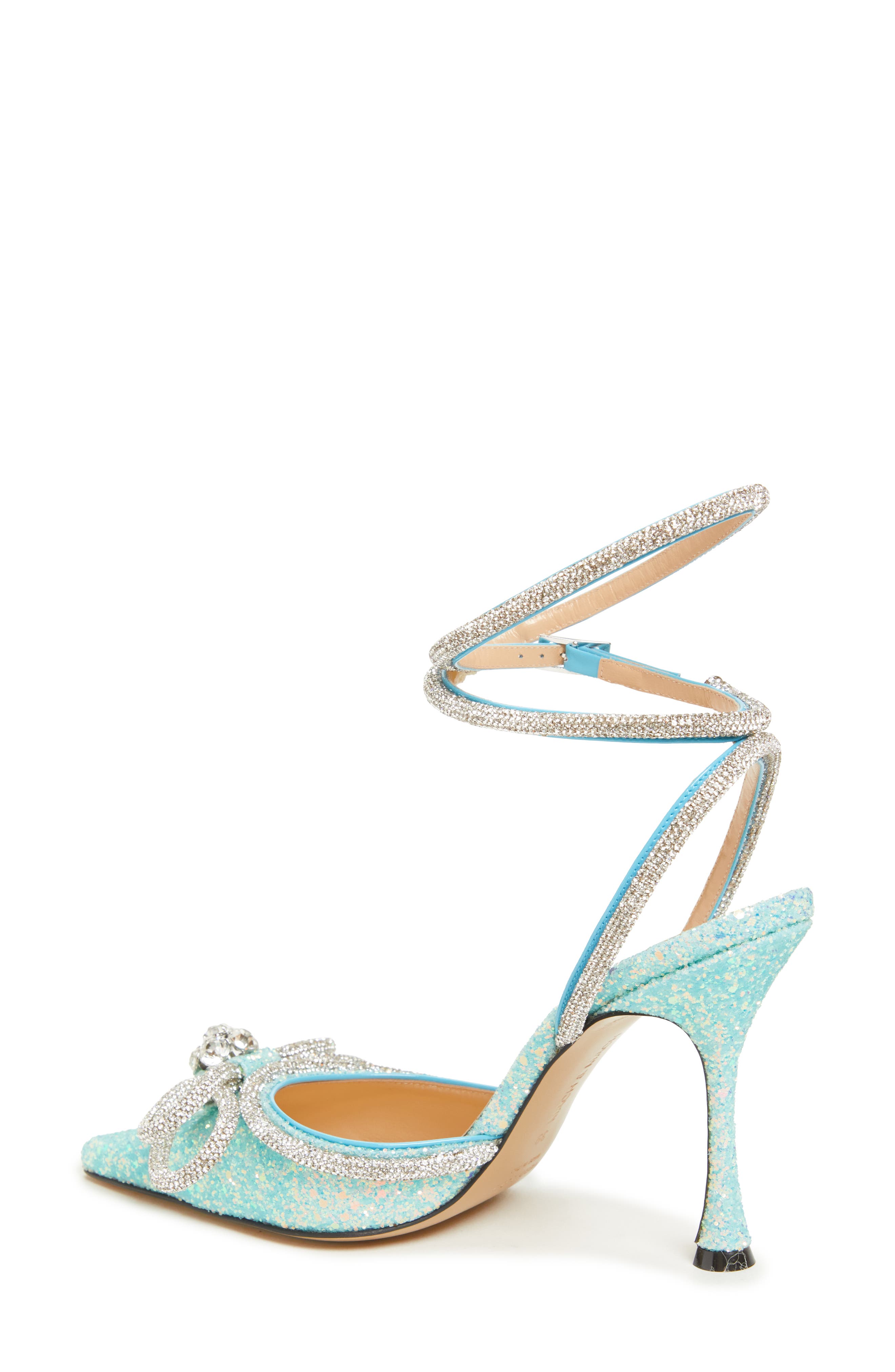 Mach & Mach Glitter Double Crystal Bow Pointed Toe Pump, Alternate, color, 