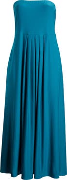 24seven Comfort Apparel Pleated Stretch Strapless A-Line Dress