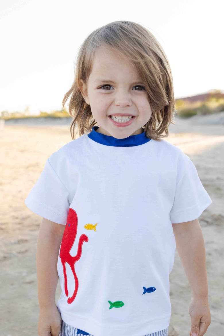Knit Shirt With Octopus And Fish, Alternate, color, White/Royal