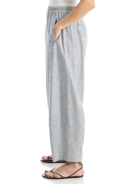 MAX STUDIO MAX STUDIO STRIPE LINEN BLEND BARREL PANTS