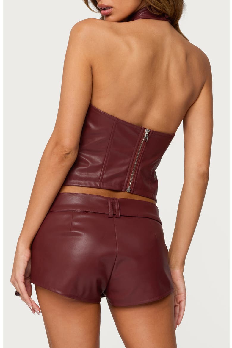 Alba Faux Leather Halter Top, Alternate, color, BURGUNDY