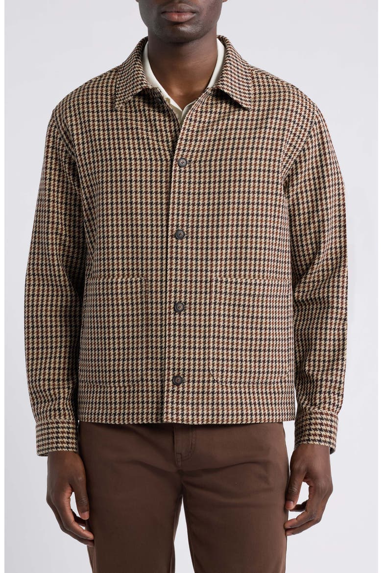C-Carper Houndstooth Virgin Wool & Cotton Shirt Jacket, Alternate, color, OPEN BROWN