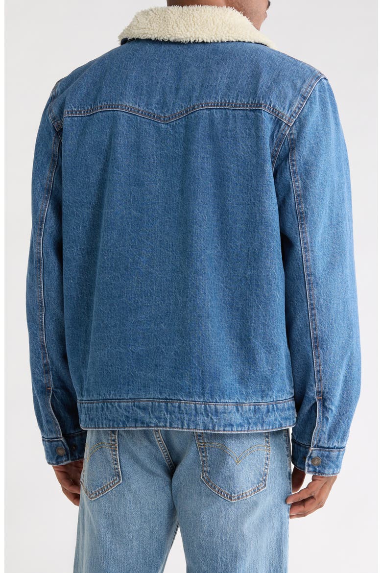 Western Faux Shearling Lined Denim Jacket, Alternate, color, MEDIUM WASH DENIM