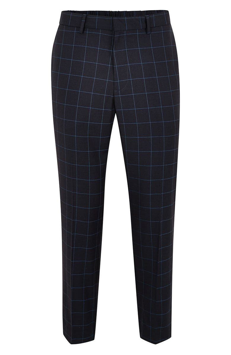 Topman Slim Fit Grid Check Crop Pants, Alternate, color, 