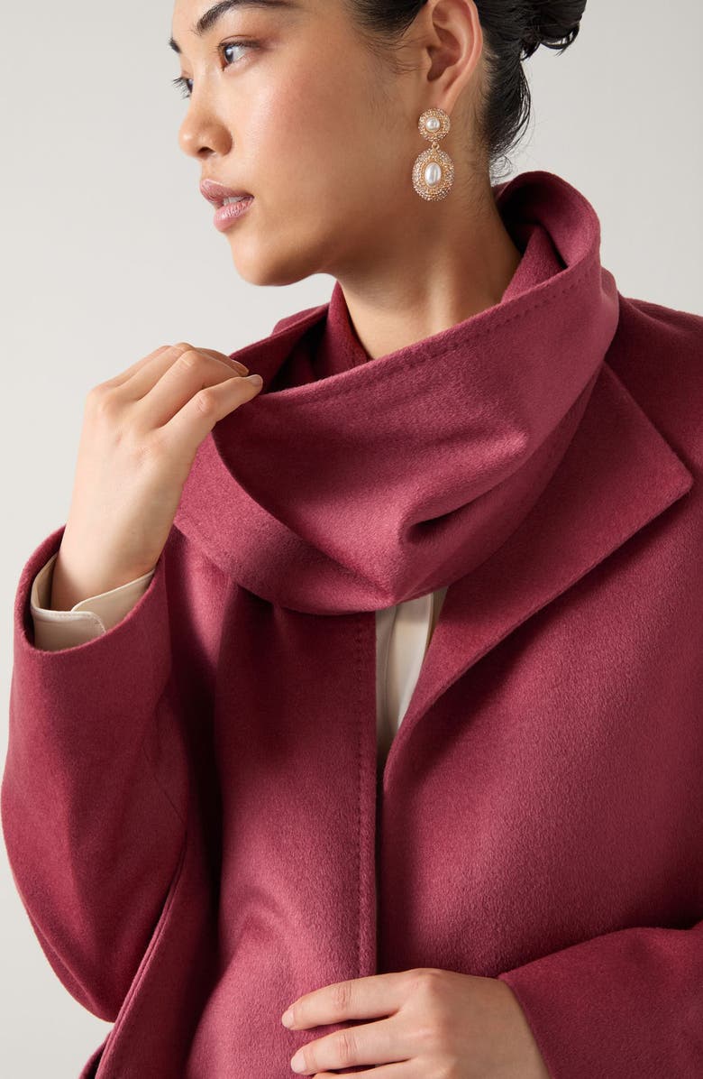 LK Bennett Gwen Merino Wool Scarf Coat, Alternate, color, Red