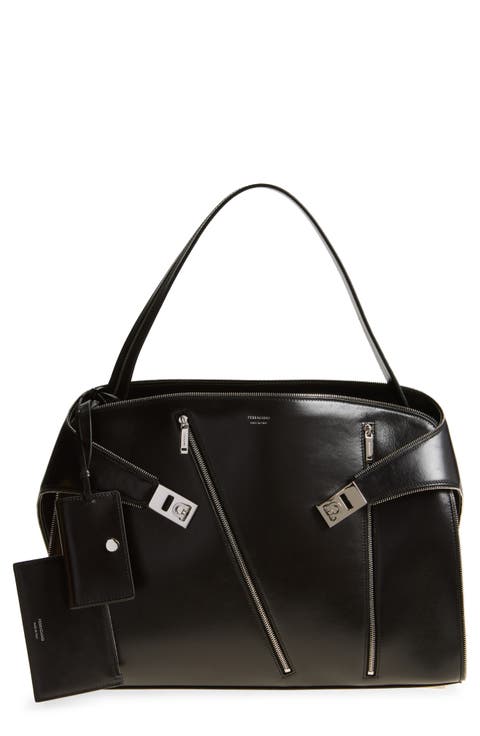 トートバッグ SALVATORE FERRAGAMO Black Leather Medium Handbag Ferragamo 1927 Signature tote bag for Men - Black in UAE