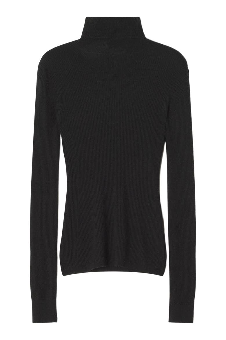 Merino Wool And Silk Turtleneck Sweater, Alternate, color, Noir