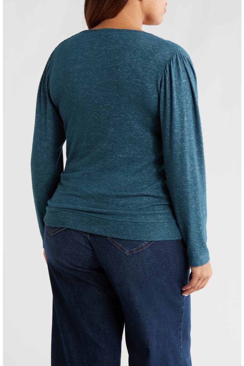 Wrap Front Side Tie Knit Top, Alternate, color, TEAL