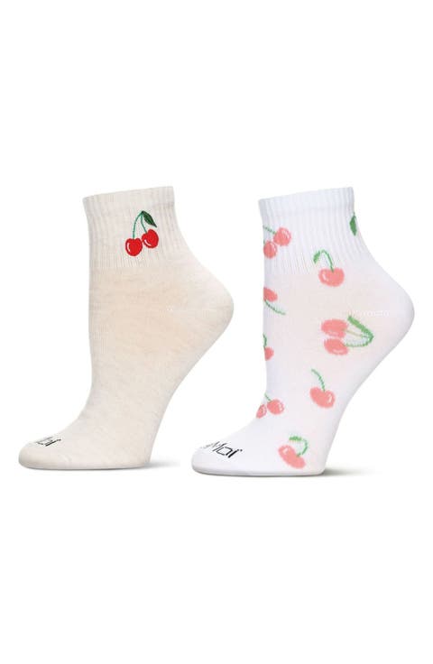 Assorted 2-Pack Decorative Athletic Quarter Socks