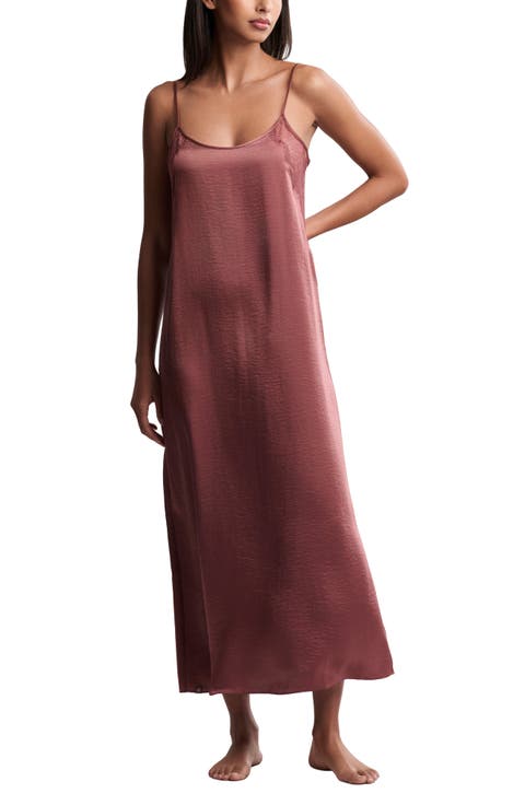 Liquid Lace Trim Satin Nightgown