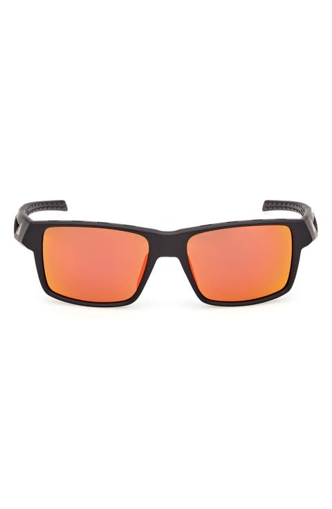 55mm Mirrored Rectangular Sunglasses