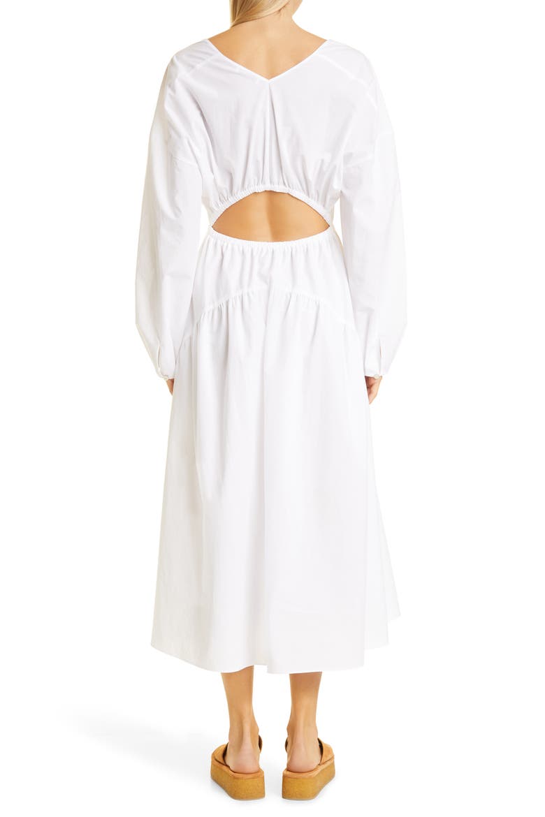 Cutout Long Sleeve Cotton Dress, Alternate, color, OPTIC WHITE