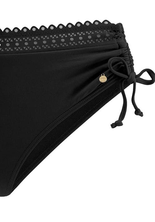 Lascana Side Tie Lace Trim Bikini Bottom In Black