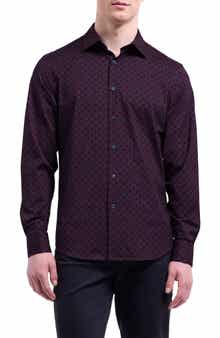 Bugatchi Jimmy OoohCotton® Geo Pattern Button-Up Shirt