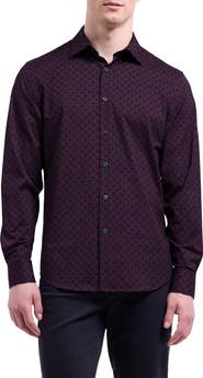 Bugatchi Jimmy OoohCotton® Geo Pattern Button-Up Shirt