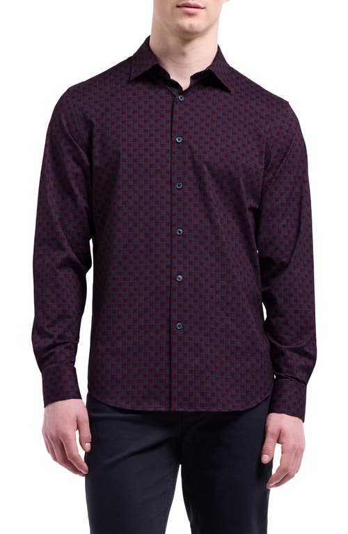 Bugatchi Jimmy Ooohcotton® Geo Pattern Button-up Shirt In Burgundy
