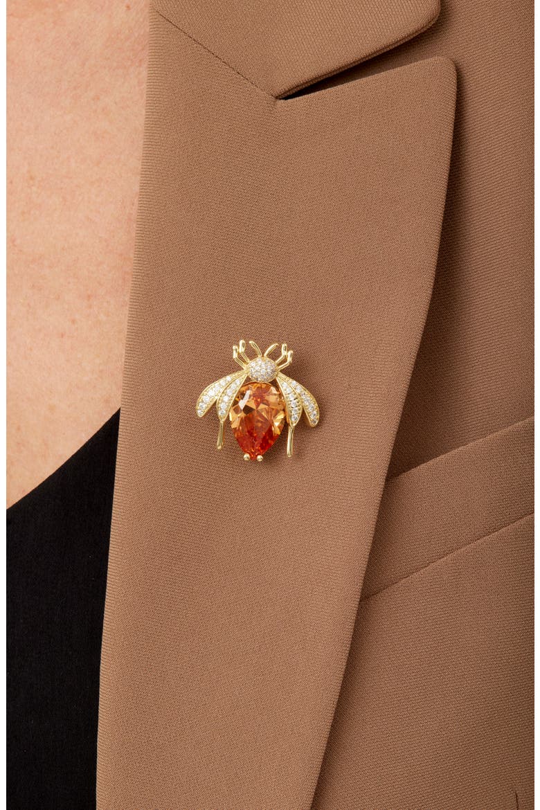Bee Brooch with Chain, Alternate, color, YELLOW
