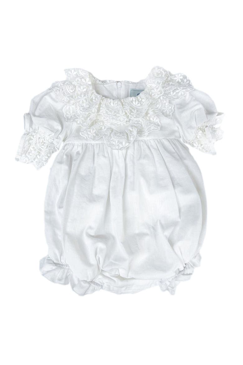 Katherine Embroidered Linen Romper, Main, color, White